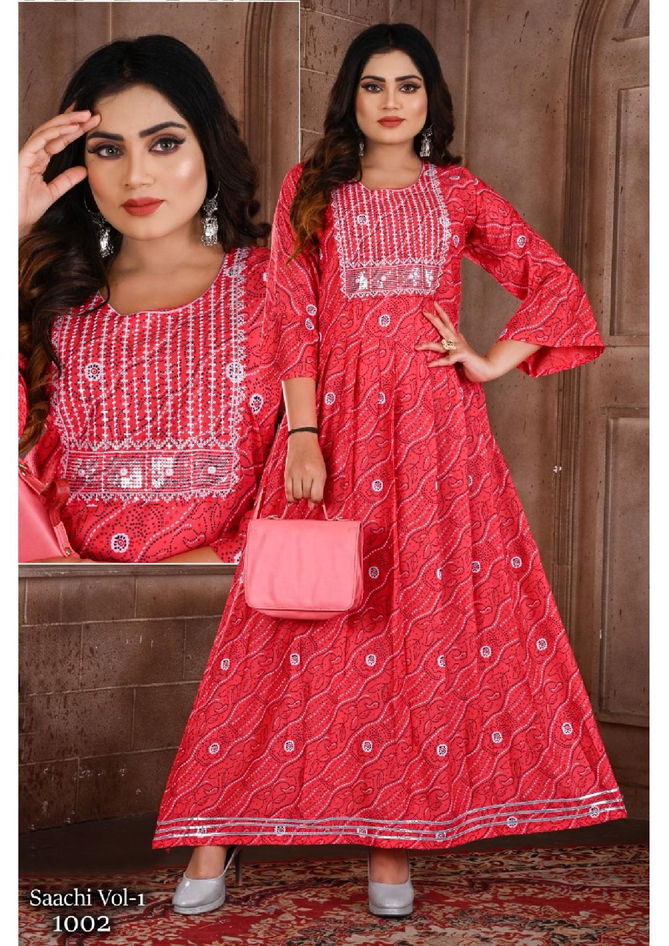 Beauty Saachi 1 Ethnic Wear Wholesale Anarkali Kurti Rayon Catalog
